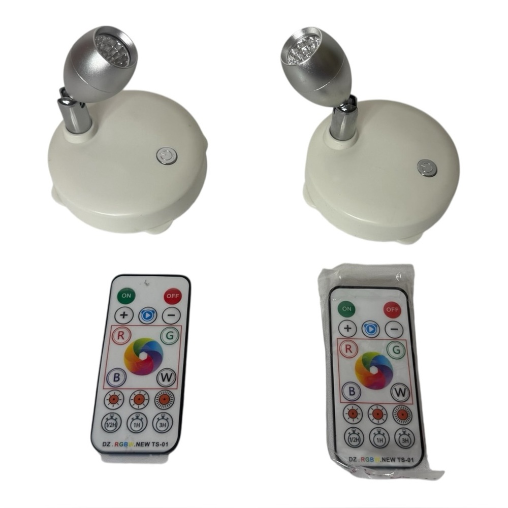 2 Small‎ Spotlights Battery Operated Accent Light with Remote RGB LED Wireless